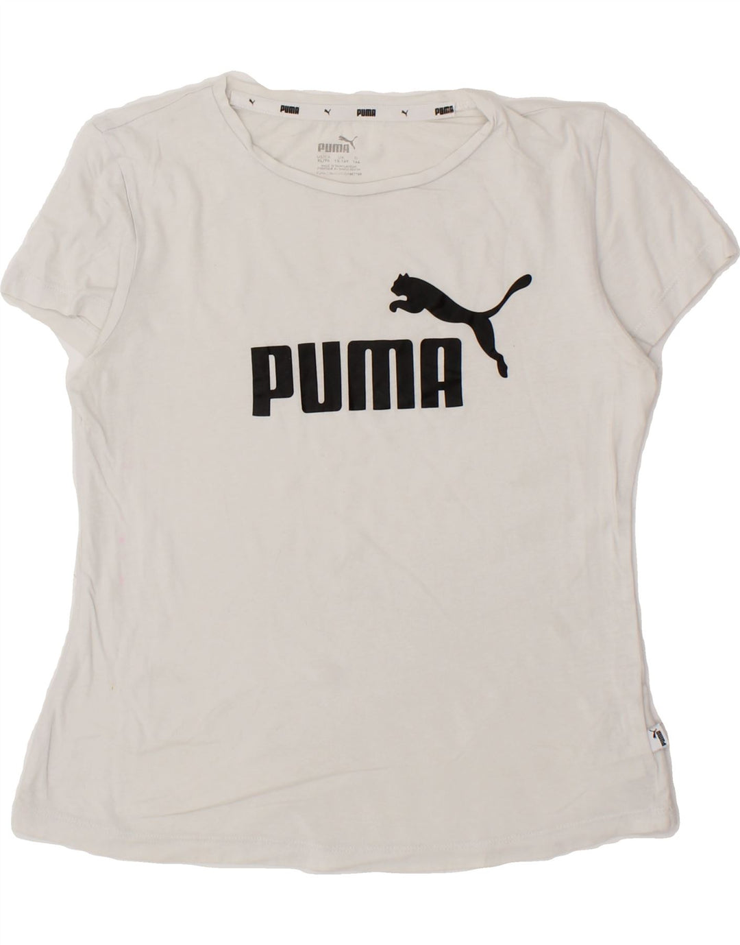 PUMA Boys Graphic T-Shirt Top 13-14 Years White Cotton Vintage Puma and Second-Hand Puma from Messina Hembry 