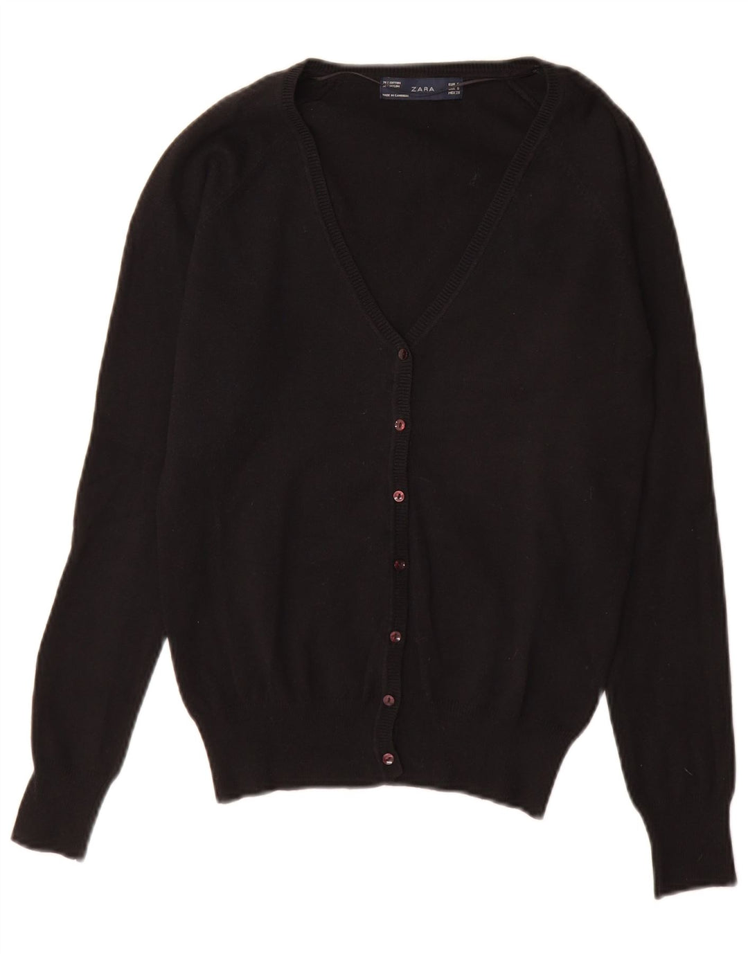 Maglione cardigan da donna Zara UK 10 piccolo cotone nero