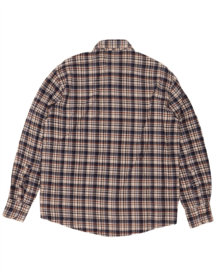 Camicia da uomo in flanella Sea Barrier, cotone medio a quadri blu navy