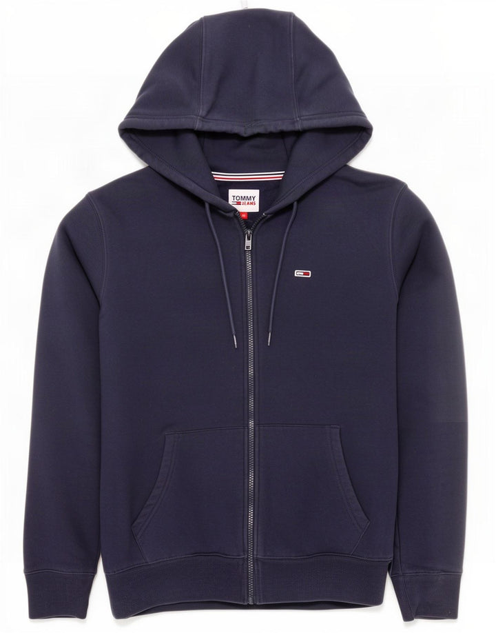 Maglione con cappuccio e zip da uomo Tommy Hilfiger in cotone blu navy medio