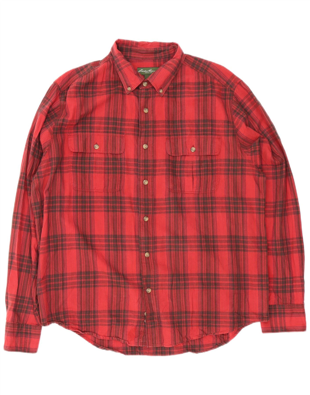 Camicia in flanella da uomo Eddie Bauer XL in cotone scozzese rosso