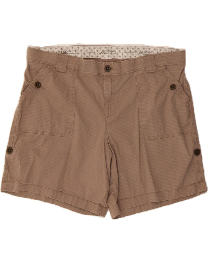 LEE Womens Stretch Mid Rise Shorts W40 2XL Brown Pinstripe Vintage Lee and Second-Hand Lee from Messina Hembry 