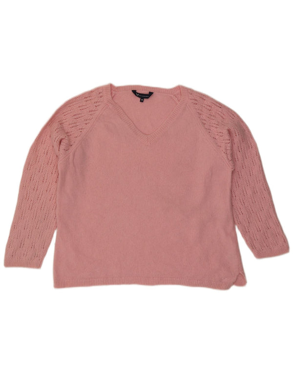 Crew Clothing Maglione da donna con scollo a V UK 18 XL Lana rosa
