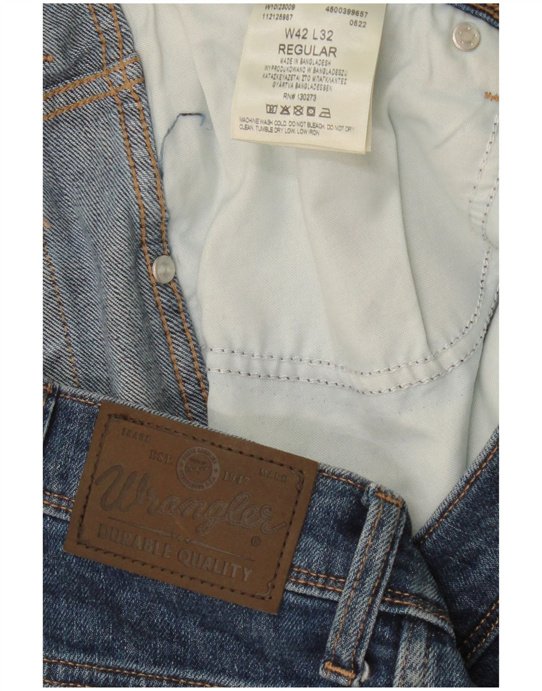 Jeans WRANGLER taglio dritto da uomo vestibilità regolare W42 L26 cotone blu