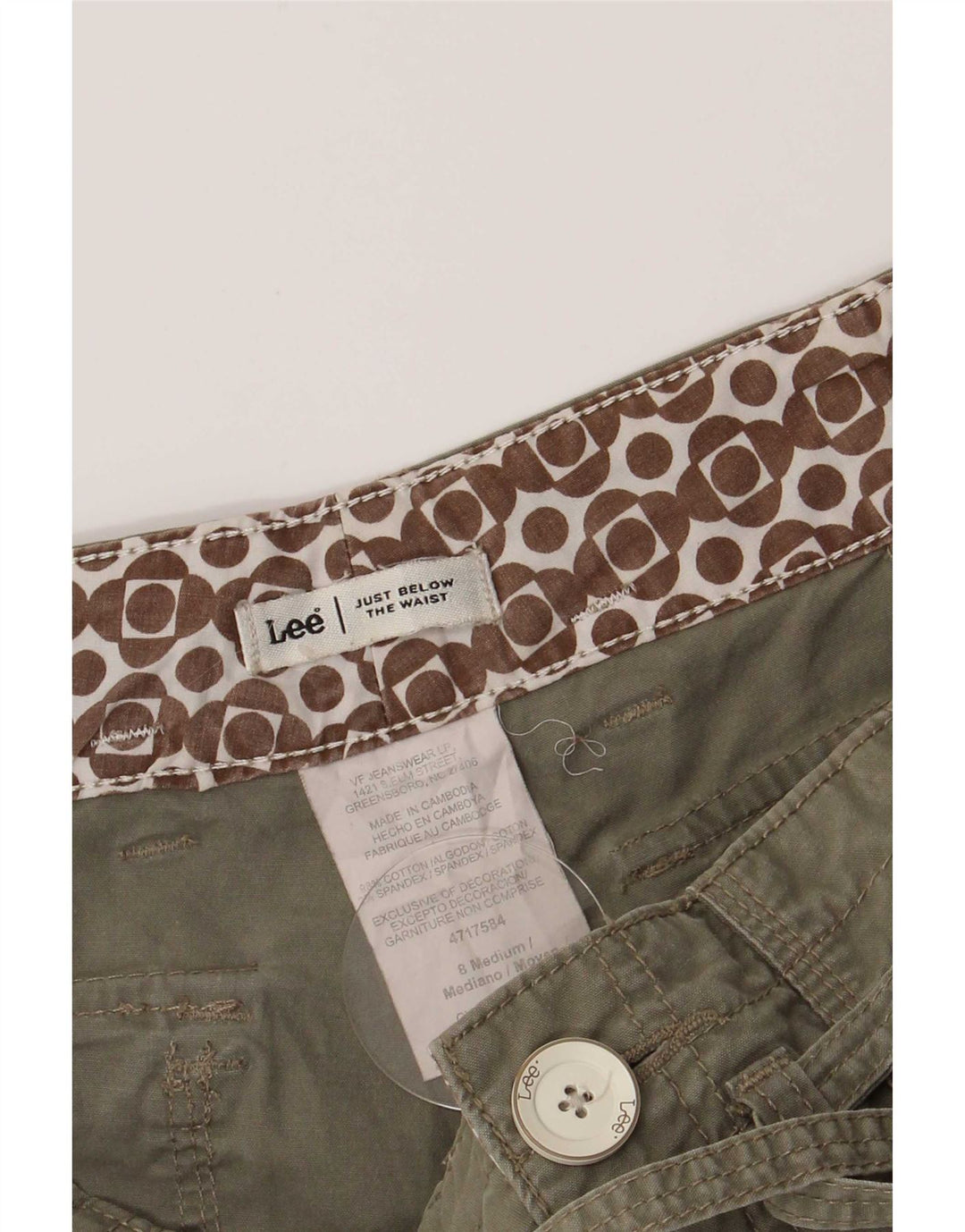 Pantaloncini cargo da donna Lee US 8 medi W30 cotone verde