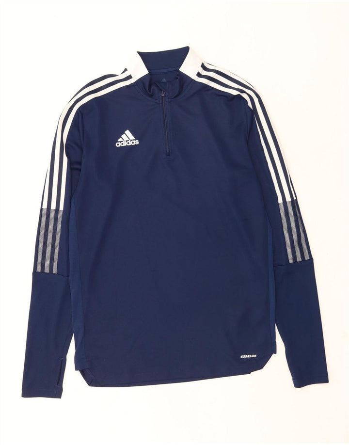 Adidas Uomo Aeroready Pullover Tuta Top Medium Blu Navy Colourblock