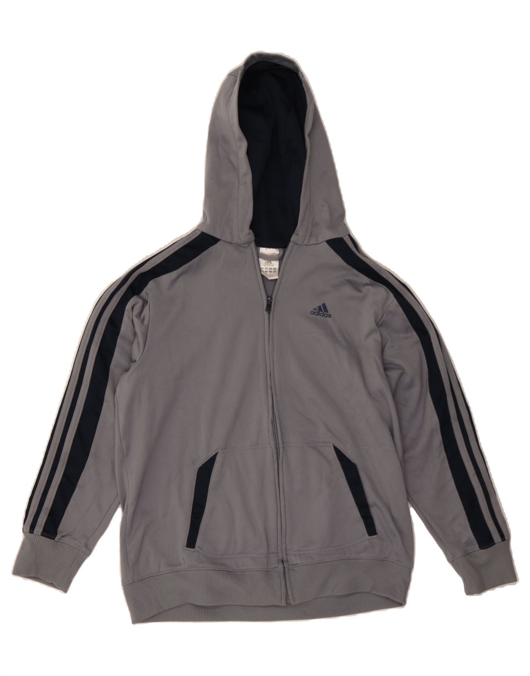 ADIDAS Boys Zip Hoodie Sweater 13-14 Years Grey Polyester Vintage Adidas and Second-Hand Adidas from Messina Hembry 