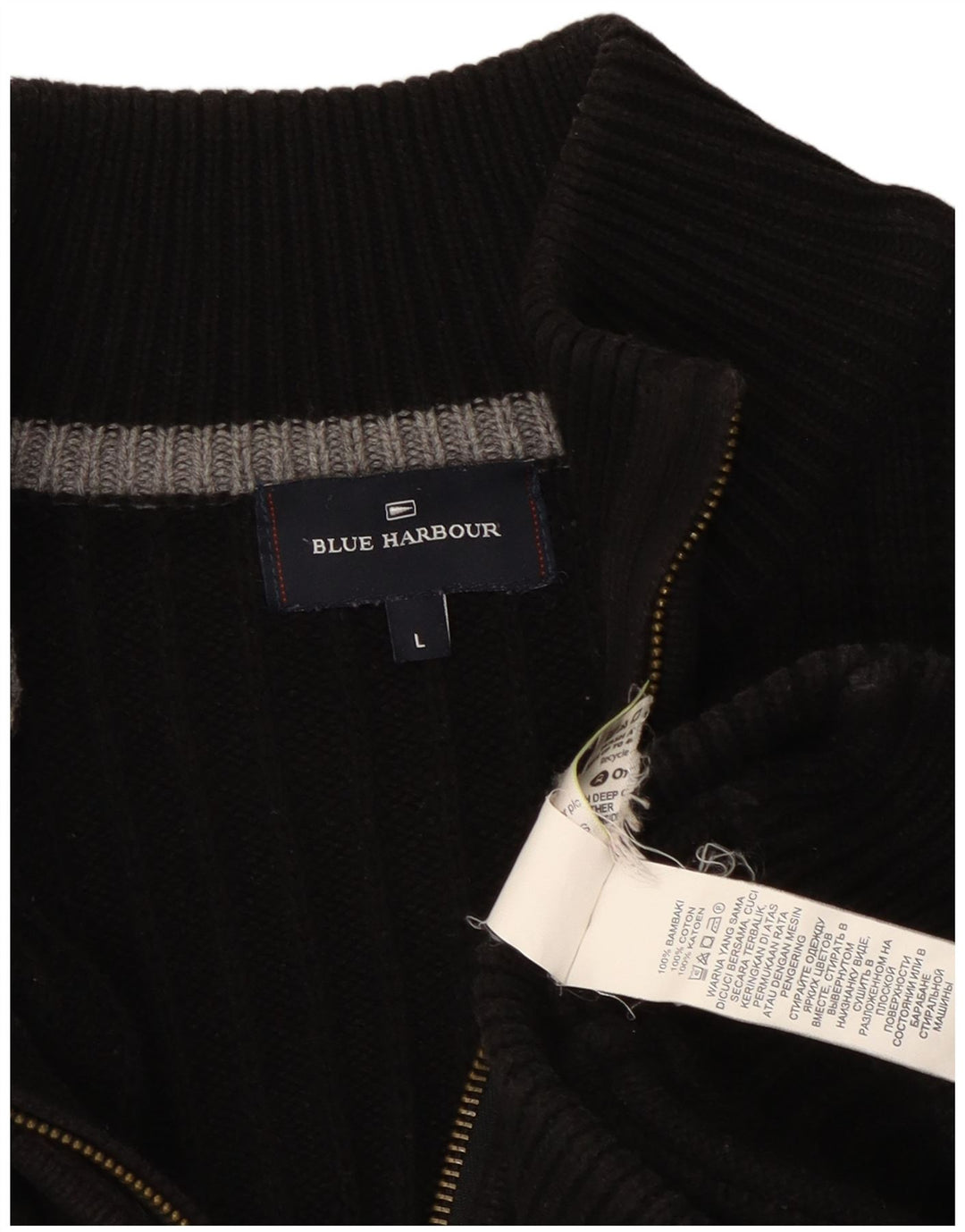 Marks & Spencer Maglione cardigan Harbour blu da uomo grande cotone nero