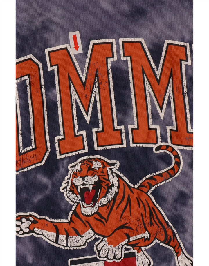 TOMMY HILFIGER T-shirt grafica da uomo Top Large blu in cotone tie-dye