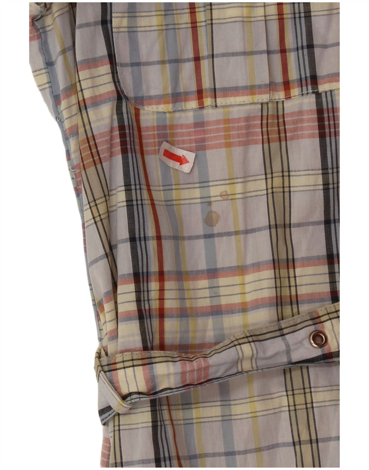 Abito camicia vintage da donna UK 14 cotone a quadri multicolore medio