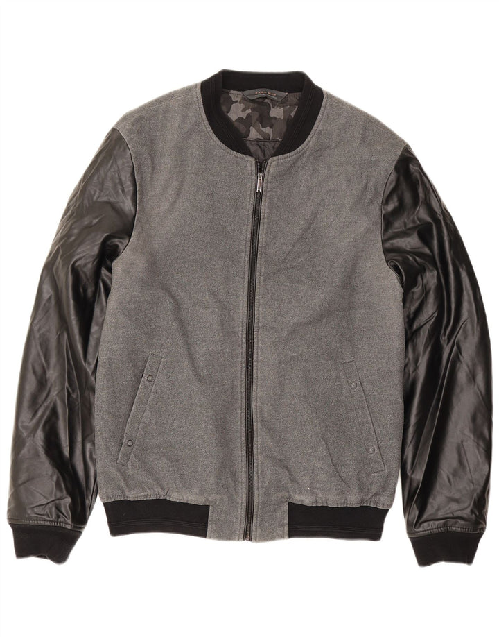 Giacca Varsity da uomo Zara UK 40 Large in poliestere color block grigio