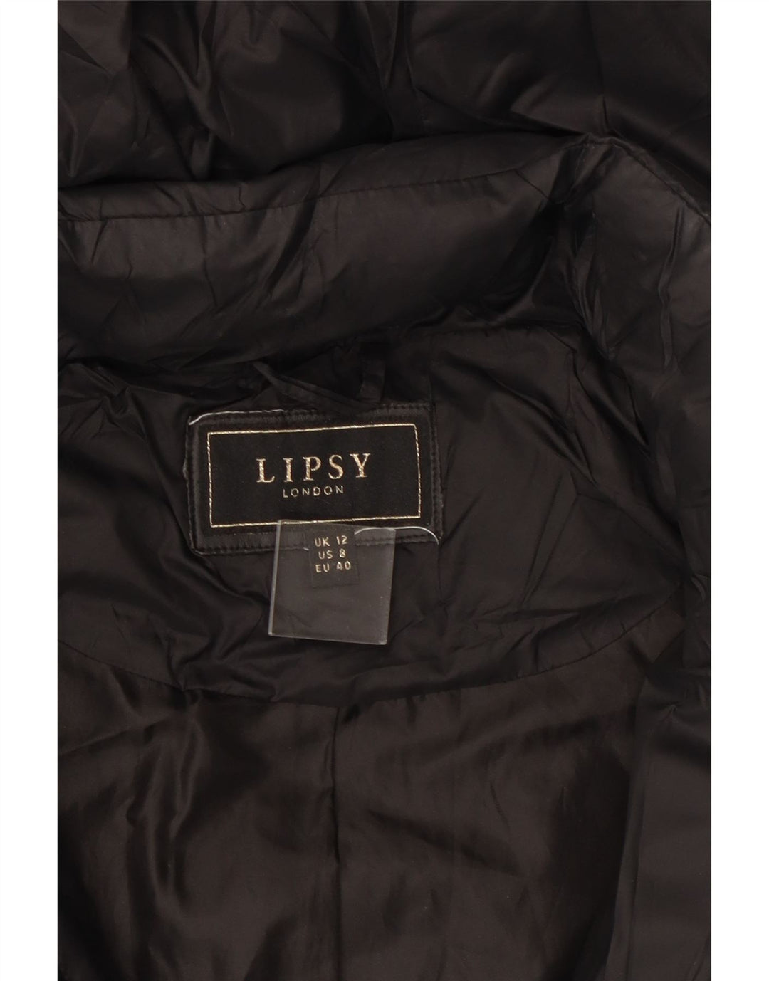 Cappotto imbottito con cappuccio da donna Lipsy UK 12 medio nero in poliammide