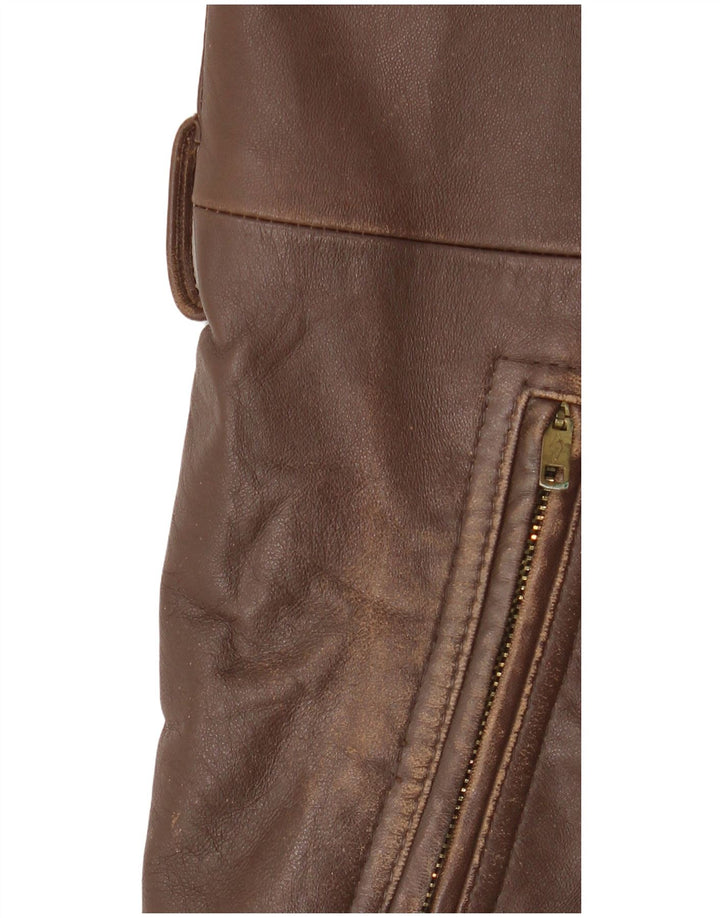 Giacca in pelle vintage da uomo IT 52 XL in pelle marrone