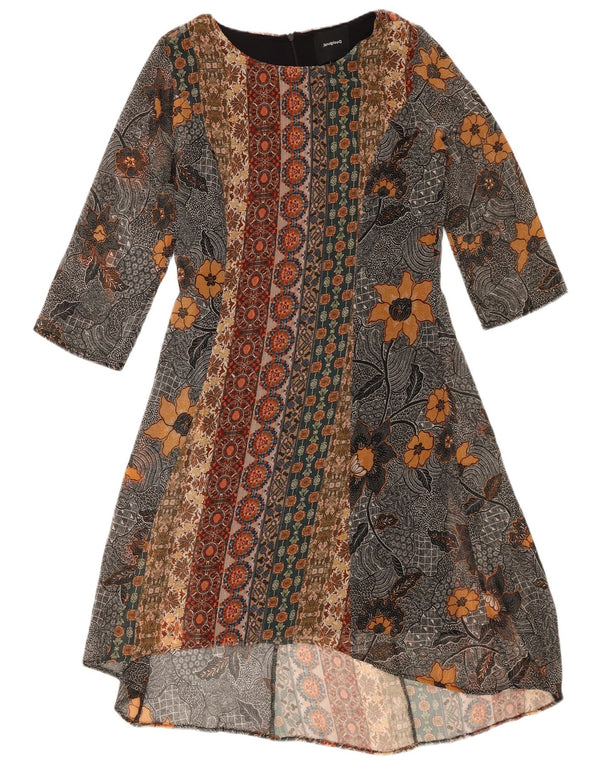Desigual Abito lungo da donna con maniche a 3/4 UK 6 XS multicolore floreale