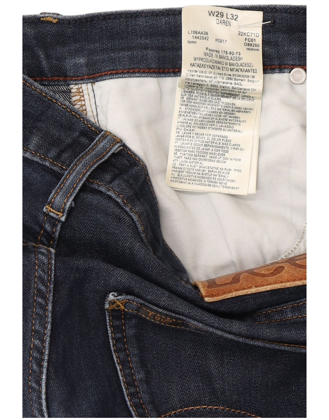 Jeans Lee Daren Slim da uomo W29 L32 in cotone blu navy