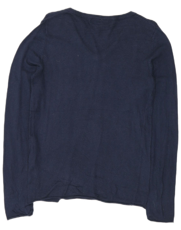 MOSSIMO Maglione da donna con scollo a V UK 12 Nylon blu navy medio