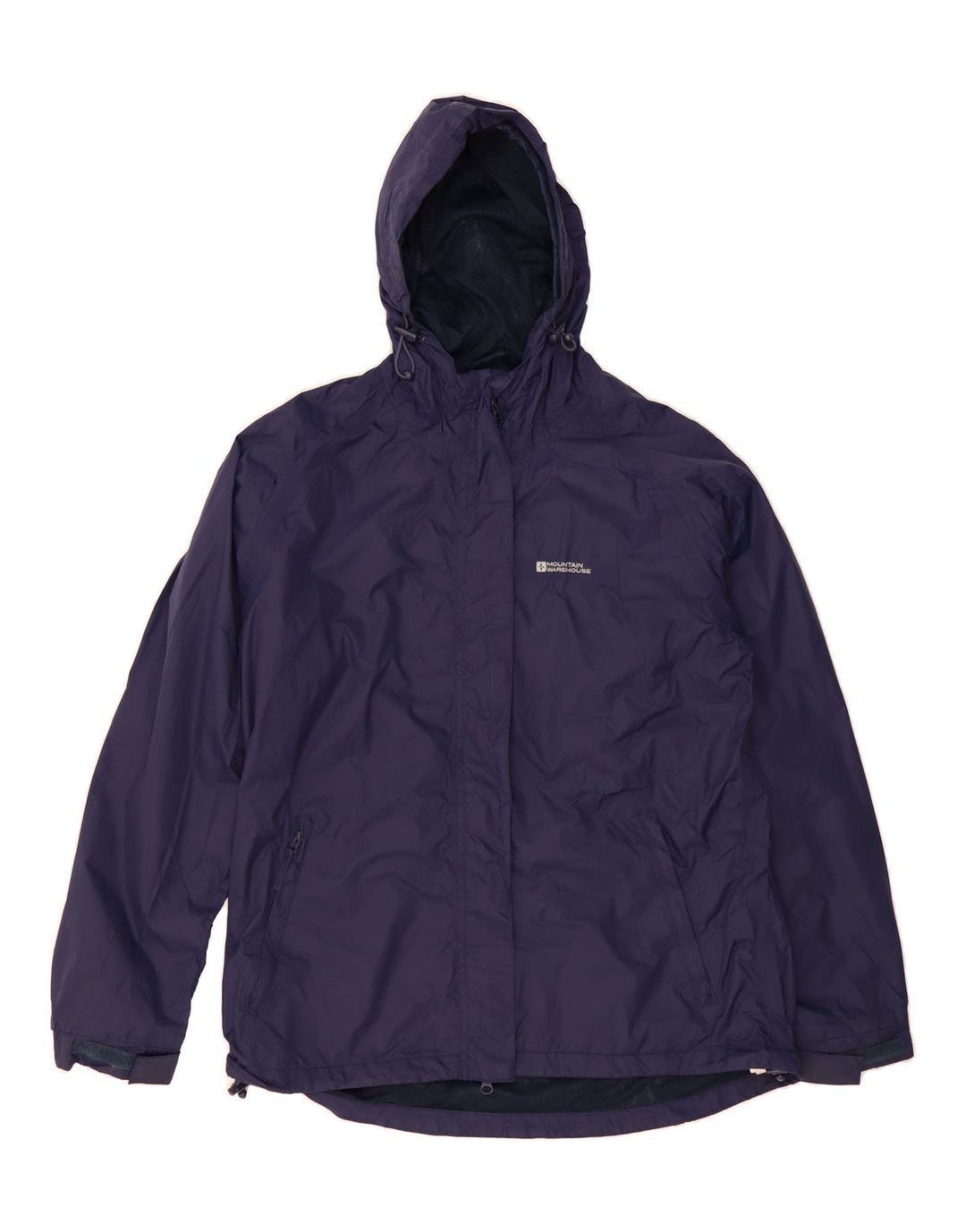 MOUNTAIN WAREHOUSE Womens Hooded Rain Jacket UK 14 Large  Navy Blue Nylon Vintage Mountain Warehouse and Second-Hand Mountain Warehouse from Messina Hembry 