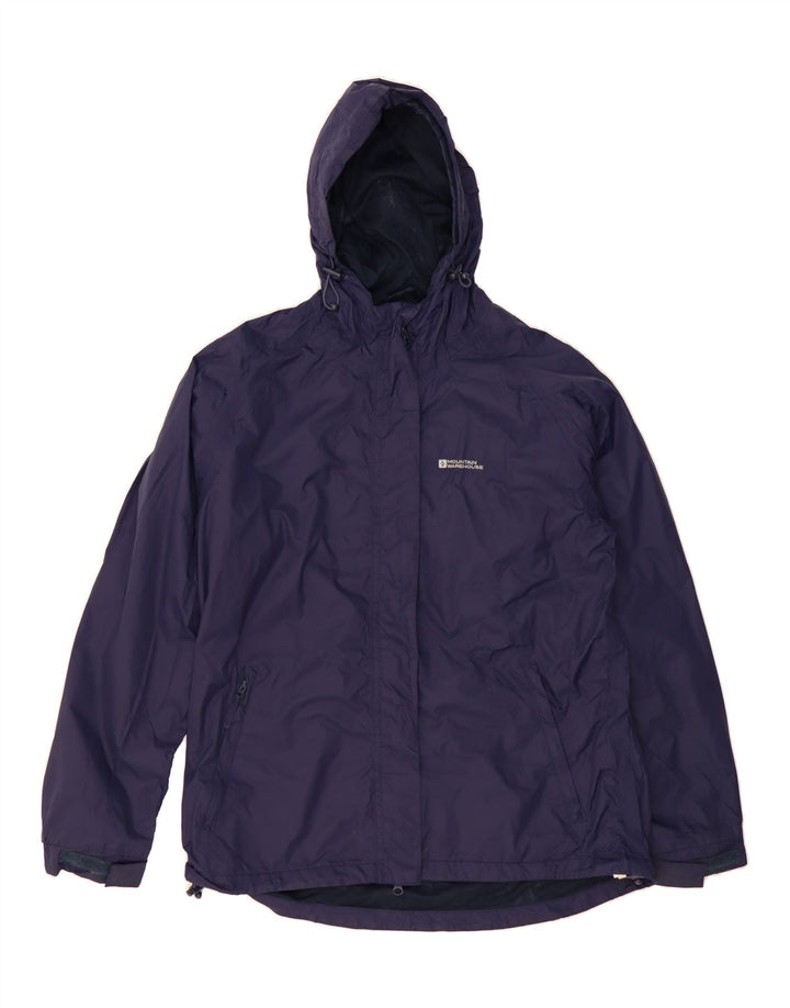 MOUNTAIN WAREHOUSE Womens Hooded Rain Jacket UK 14 Large  Navy Blue Nylon Vintage Mountain Warehouse and Second-Hand Mountain Warehouse from Messina Hembry 