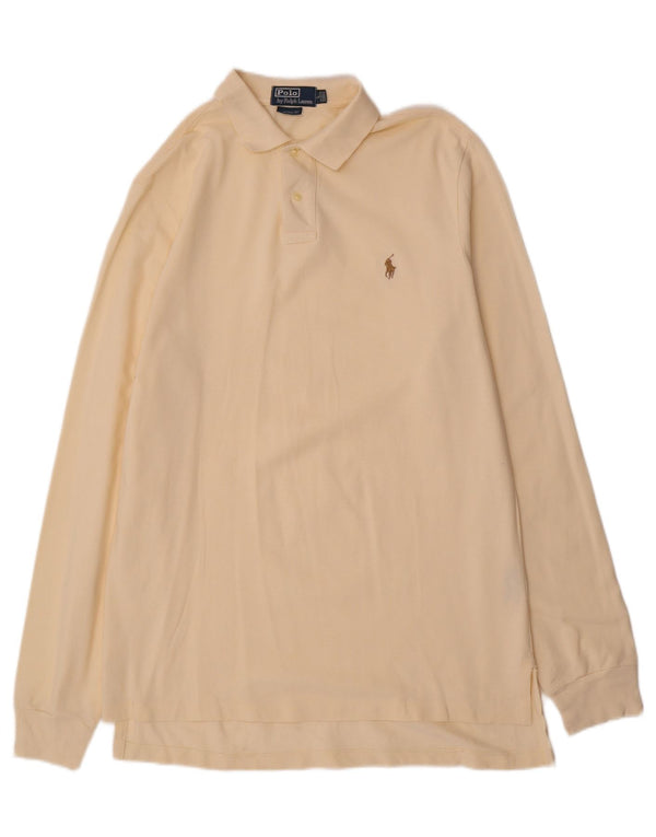 Polo Ralph Lauren da uomo a maniche lunghe su misura, vestibilità larga, in cotone beige