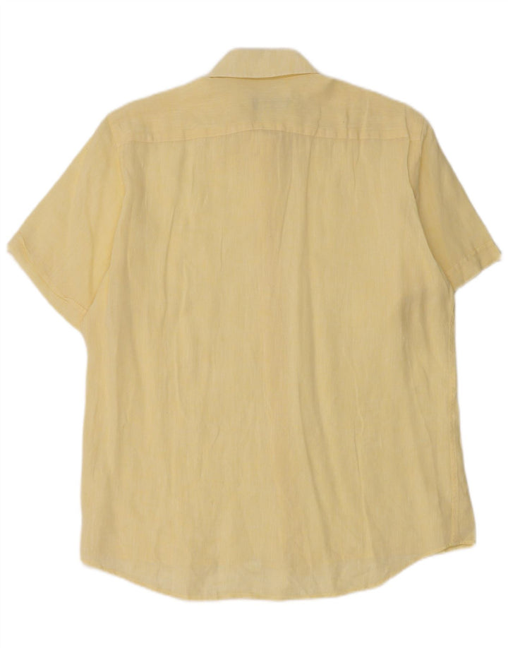 DANILO TREVIGLIANI Camicia Uomo Manica Corta Lino Giallo Medio