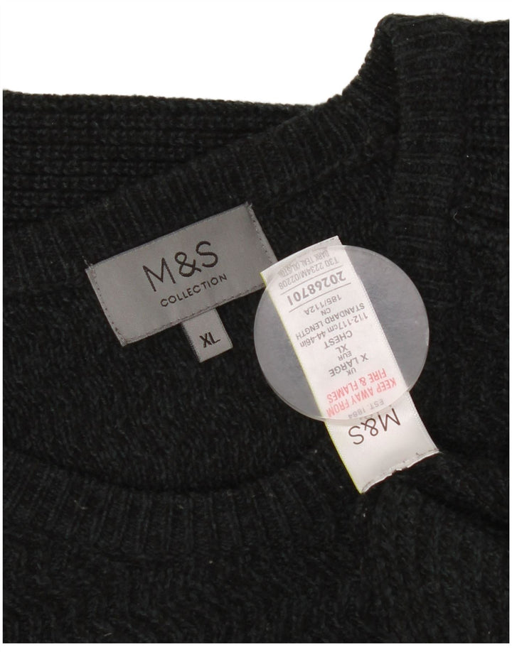 Maglione maglione girocollo da uomo Marks & Spencer XL acrilico chiazzato grigio