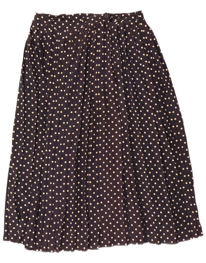 Gonna a pieghe vintage da donna a coltello W30 a pois blu navy medio