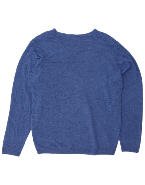 Maglione maglione con scollo a V da uomo Marks & Spencer XL blu acrilico