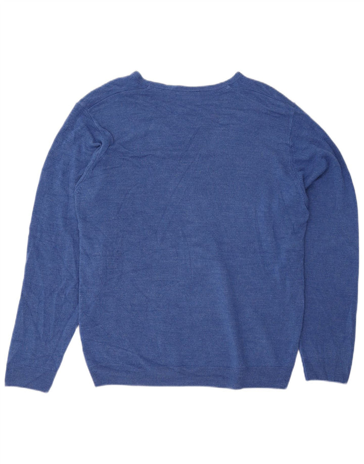 Maglione maglione con scollo a V da uomo Marks & Spencer XL blu acrilico