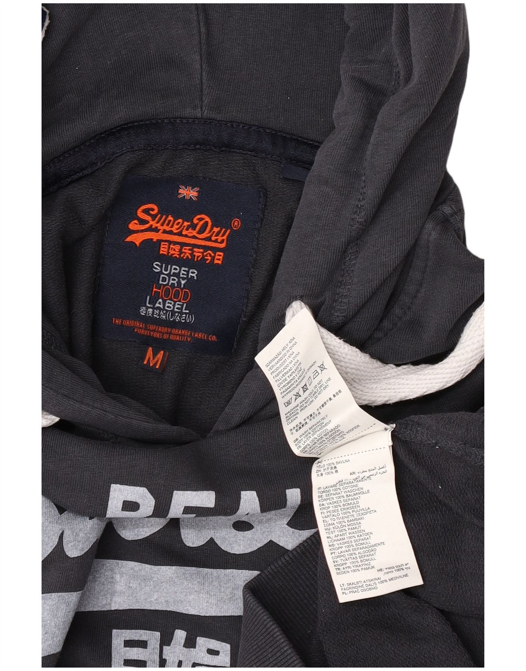 Maglione con cappuccio grafico da uomo Superdry in cotone nero medio