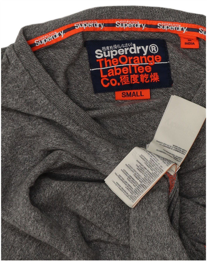 Top da uomo a maniche lunghe Superdry in cotone chiazzato grigio piccolo