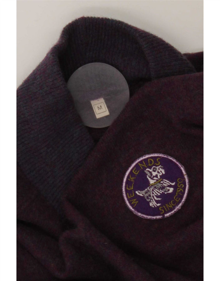 Maglione vintage da donna oversize con collo dolcevita UK 14 Viola medio