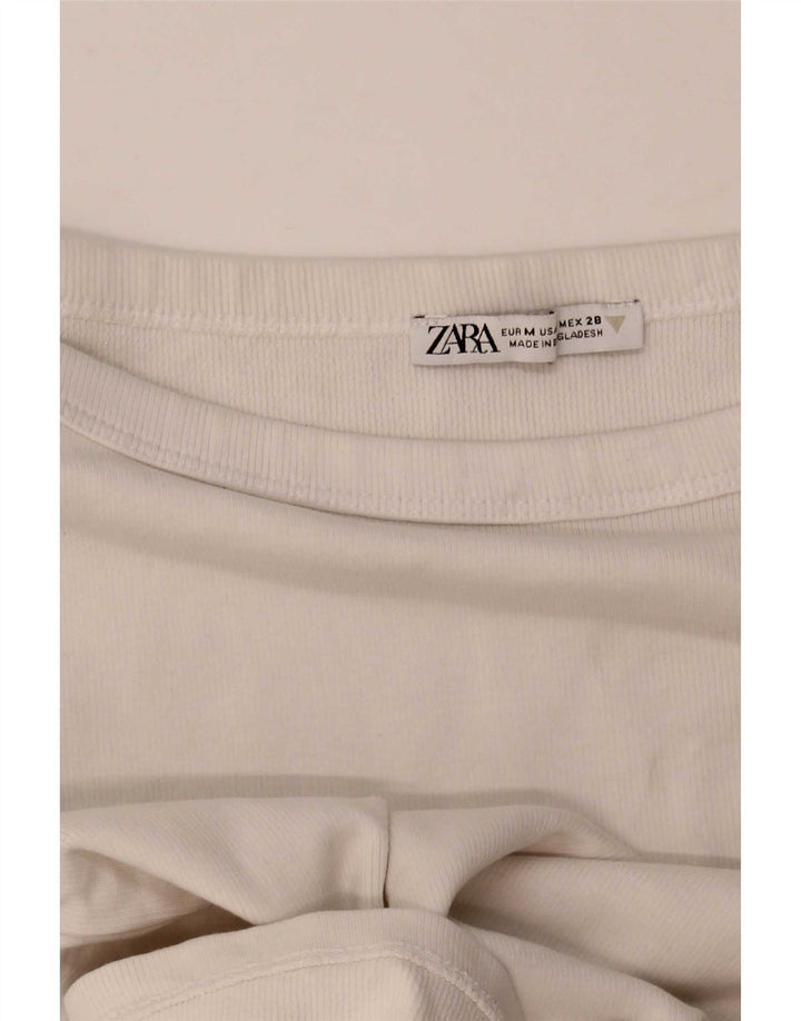T-shirt corta da donna Zara UK 12 bianca media