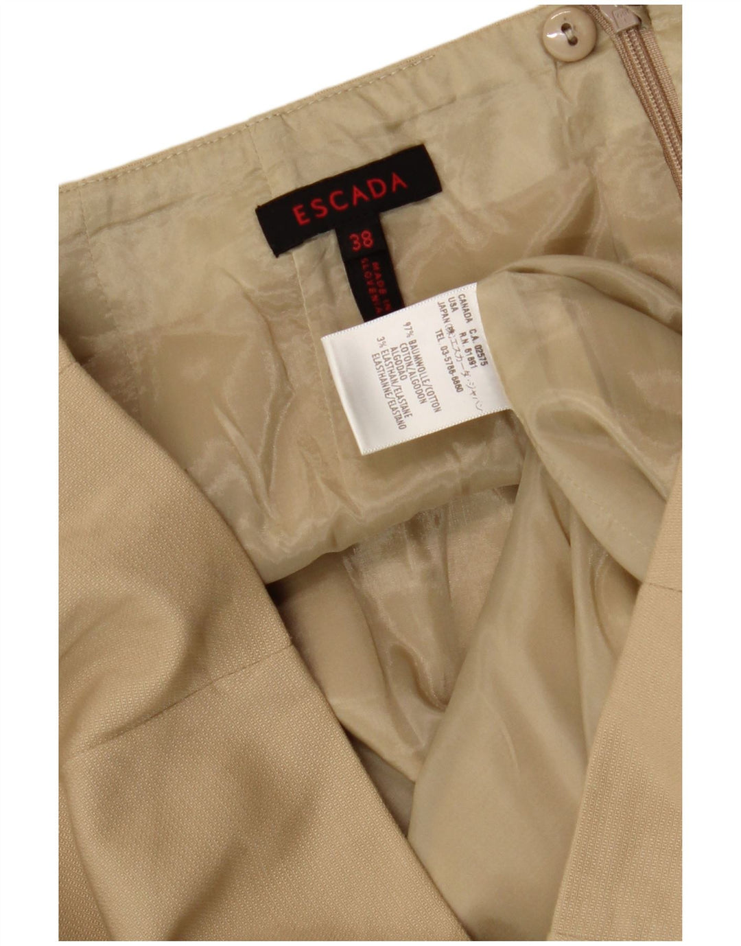 Gonna a tubino da donna Escada EU 38 media W28 cotone beige classico