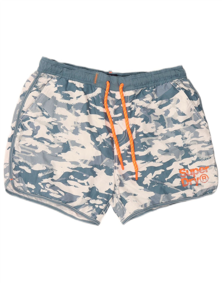 Pantaloncini da bagno da uomo Superdry XL blu mimetico in poliestere