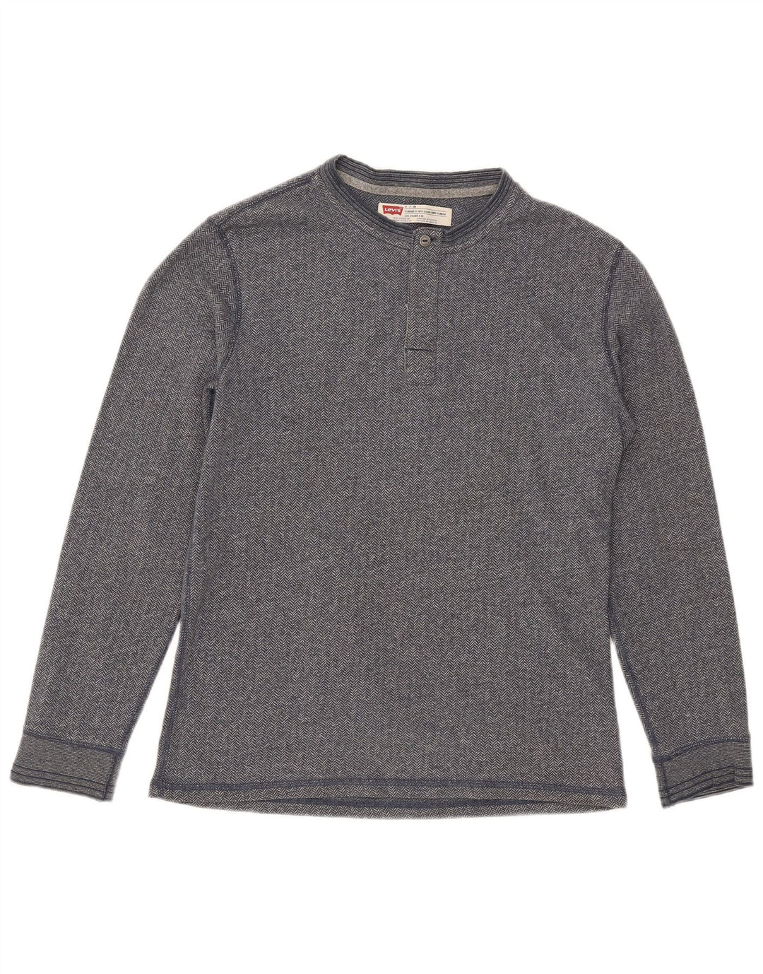 Levi's - Top da uomo con vestibilità standard, manica lunga, piccolo, in cotone grigio a spina di pesce