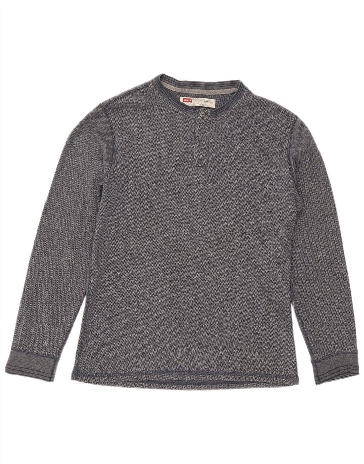 Levi's - Top da uomo con vestibilità standard, manica lunga, piccolo, in cotone grigio a spina di pesce