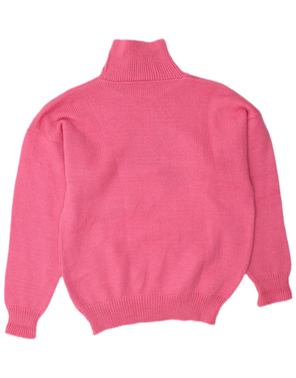 Maglione da donna con collo alto grafico CAPUA UK 16 a righe grandi rosa