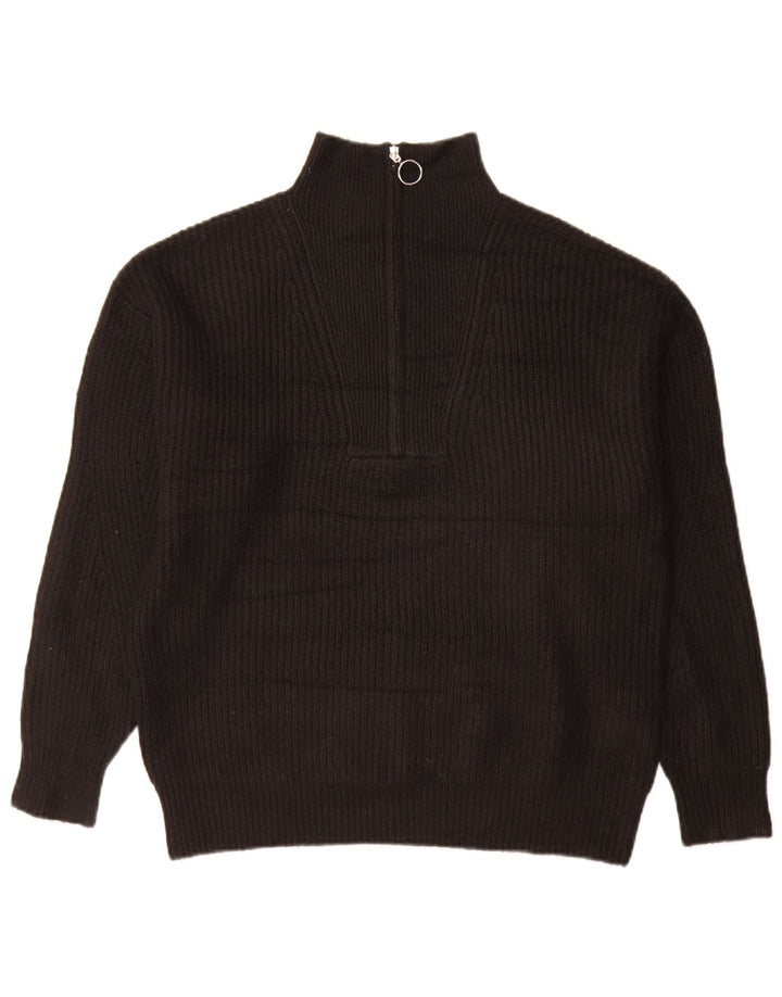 Maglione maglione oversize con zip e collo da donna Jack Wills UK 10 piccolo nero