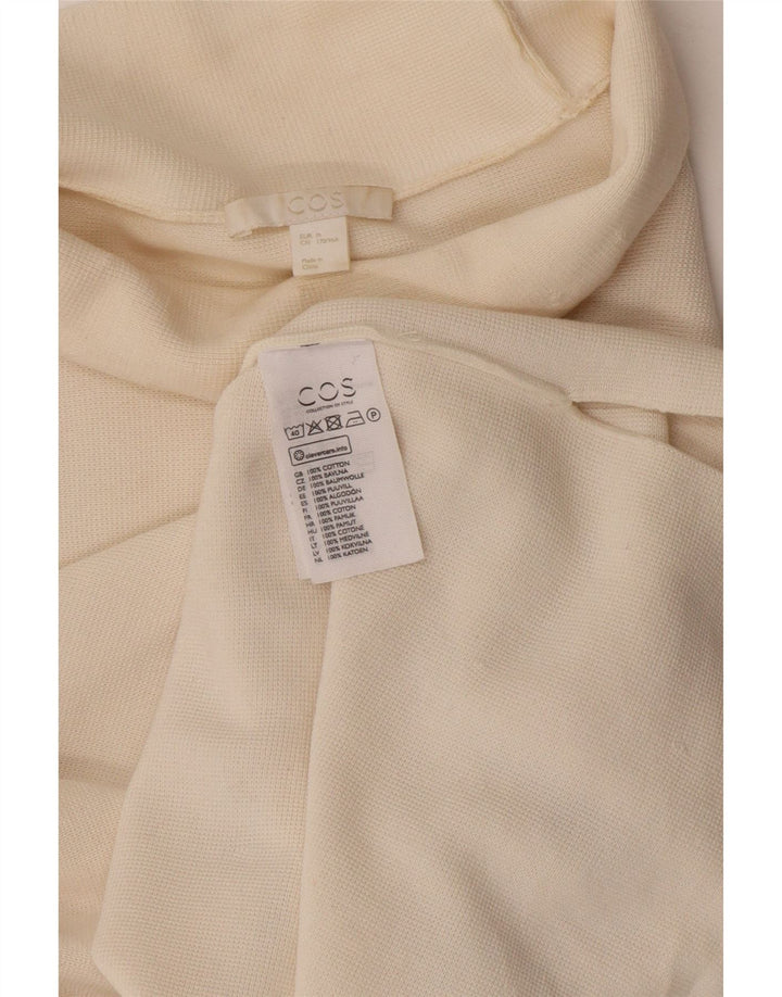 Cos Camicetta da donna con vestibilità ampia e collo alto, taglia UK 14, cotone bianco sporco medio