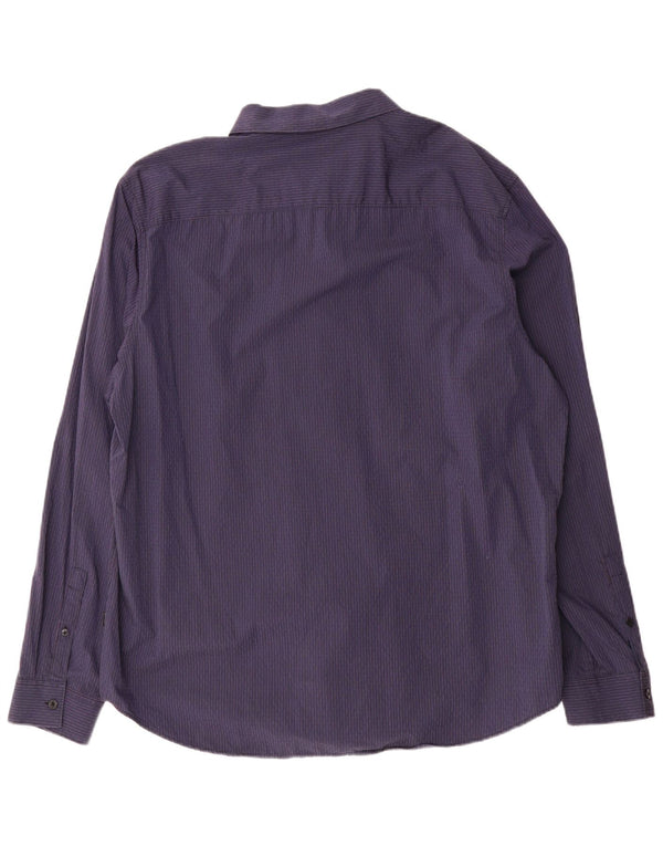 Camicia da uomo Calvin Klein 2XL cotone gessato blu navy