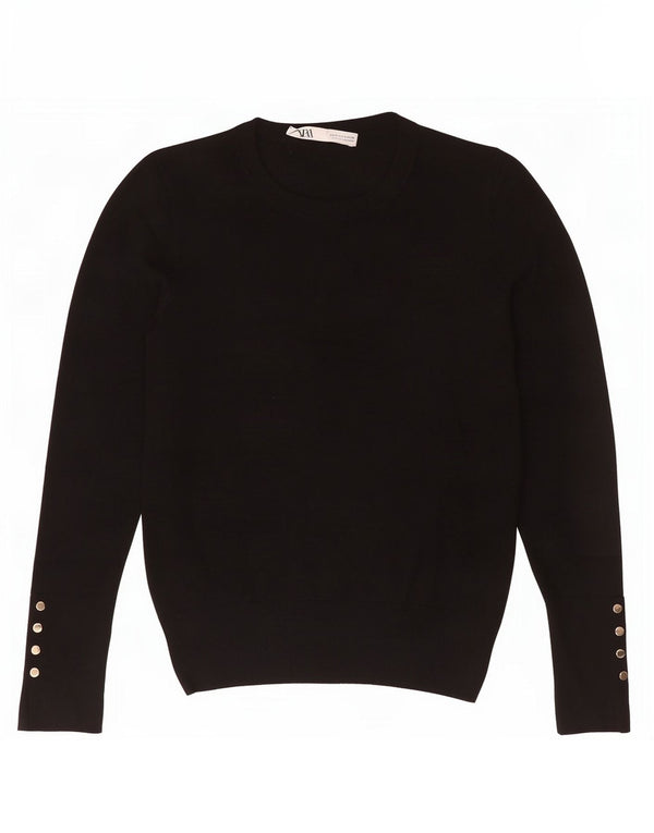 Maglione girocollo da donna Zara UK 10 piccolo in viscosa nera