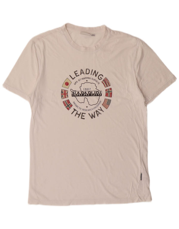 T-shirt grafica da uomo Napapijri Top Small in cotone bianco sporco