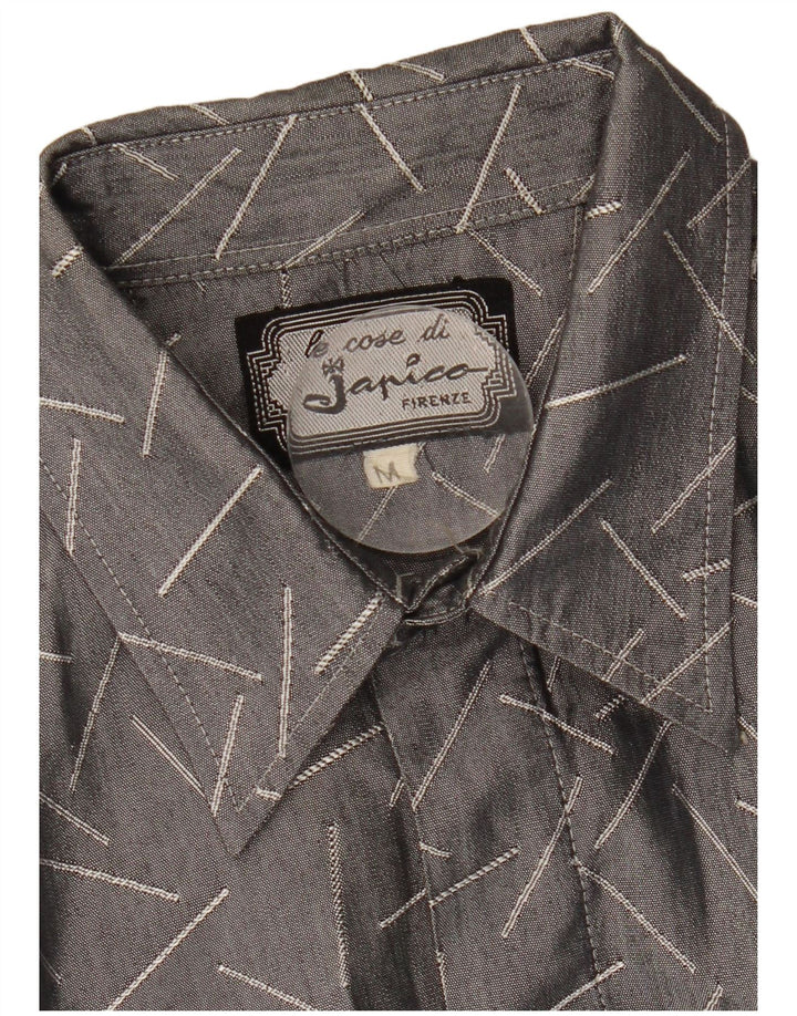 Camicia vintage da uomo grigio medio geometrico