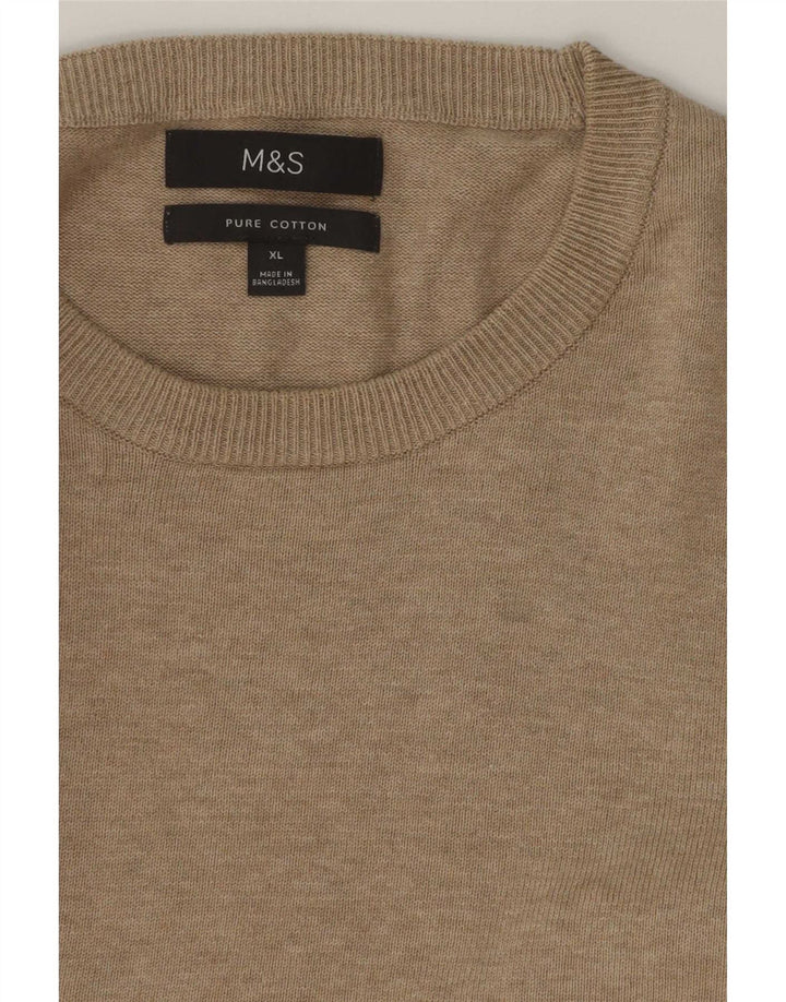 Maglione maglione girocollo da uomo Marks & Spencer XL in cotone beige