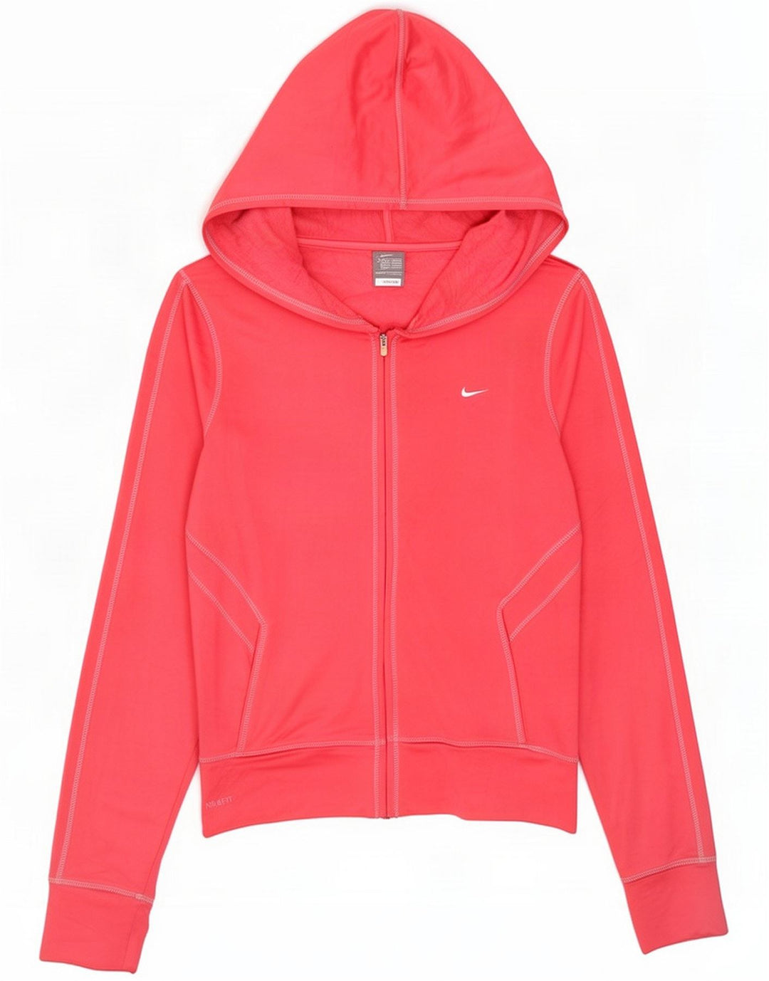 Maglione con cappuccio e zip da donna Nike UK 10/12 Poliestere rosa medio
