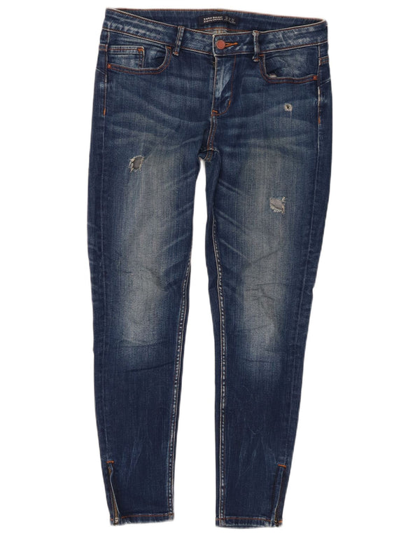 Jeans skinny effetto invecchiato Zara da donna EU 38 Small W28 L27 Blu