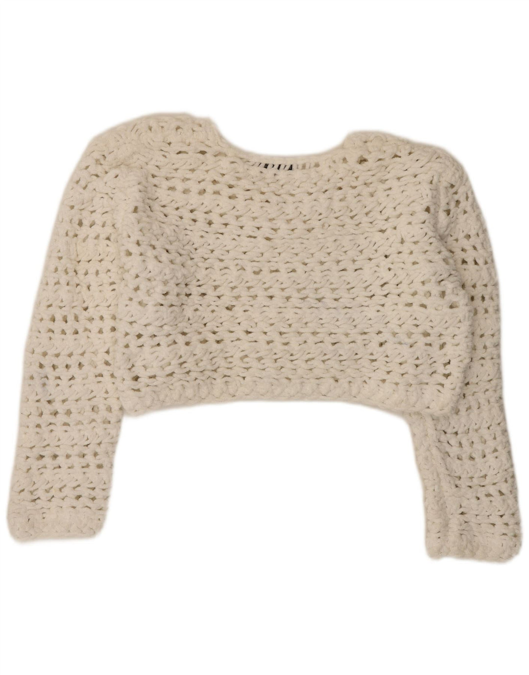Maglione corto girocollo oversize da donna Zara UK 14 bianco medio