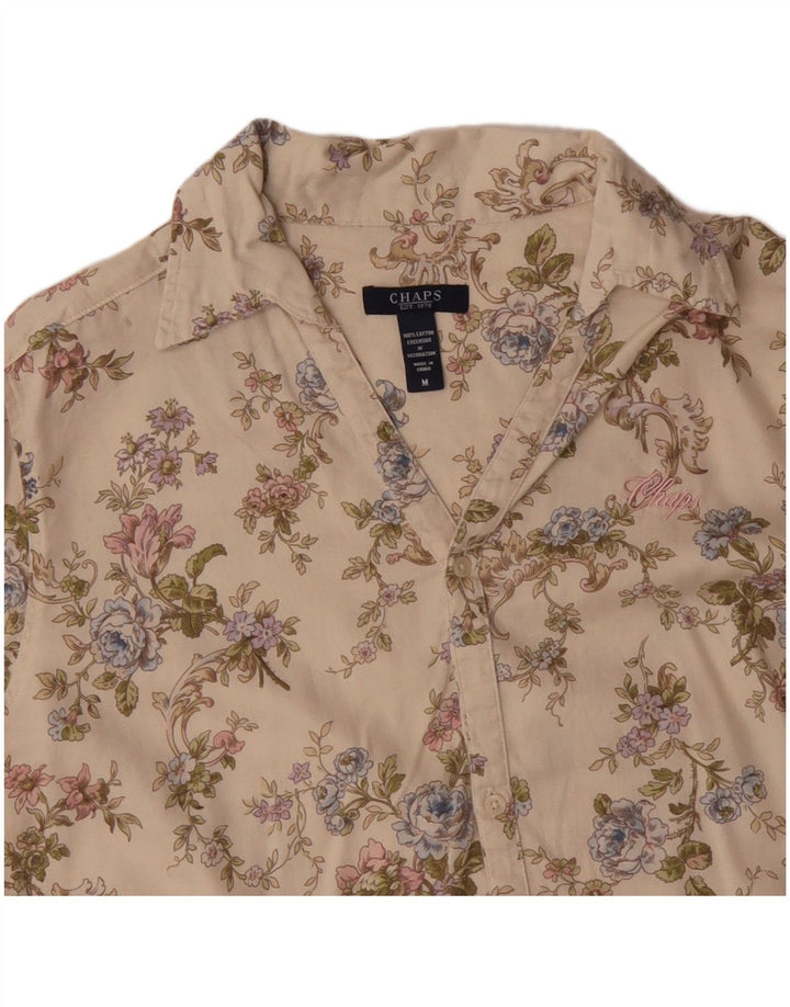 CHAPS Womens Oversized Longline Shirt Blouse UK 14 Medium Beige Floral