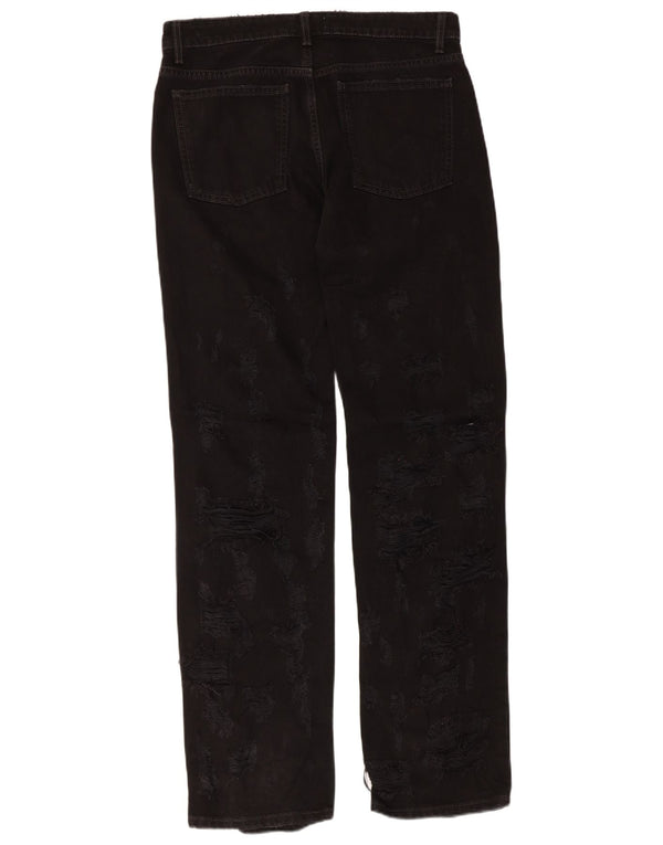 Jeans dritti a vita bassa effetto consumato da donna Zara EU 38 piccoli W28 L34 neri