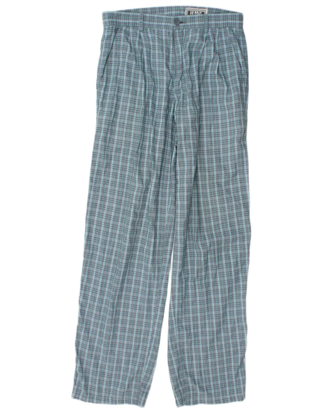 Pantaloni chino vintage da uomo con pegged W29 L31 poliestere a quadri blu